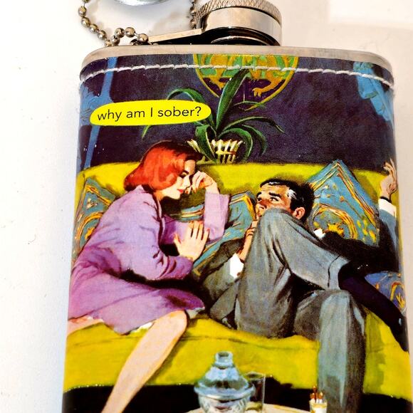 Anne Taintor Stainless Steel Hip Flask with the design "Why Am I Sober" - Picture 2 of 6